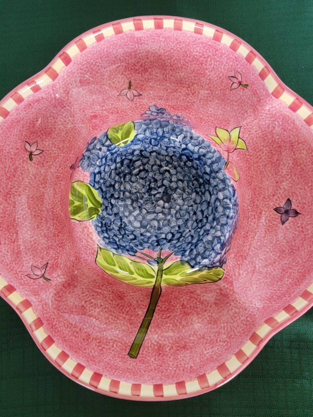 Laurie Gates Chip & Dip Bowl Tray Platter Summer Hydrangea Stoneware